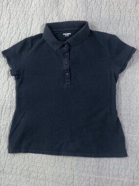 4/$15 Old Navy Polo Shirt Women XS Petite Blue Classic Preppy School Uniform